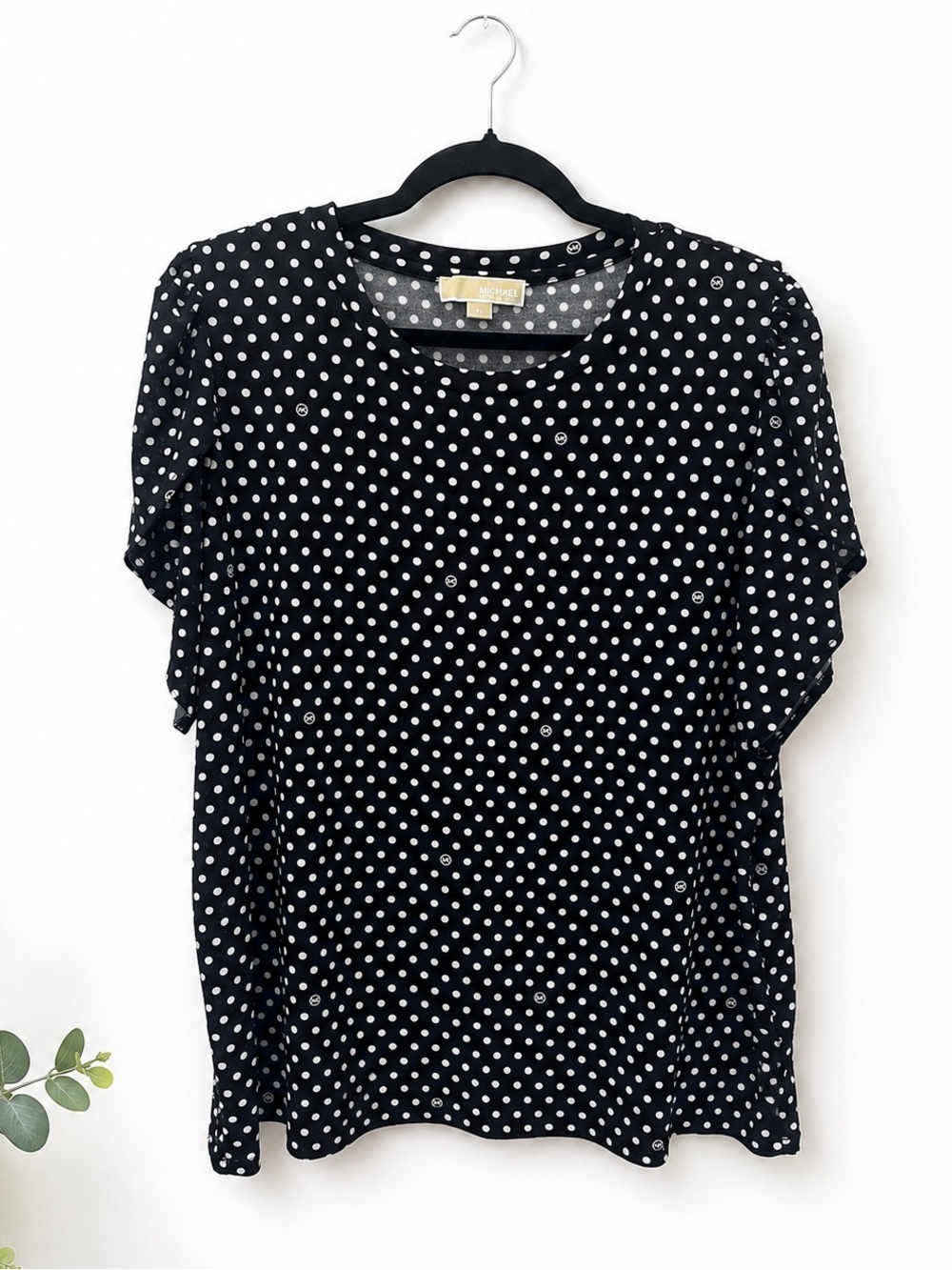 Michael Kors Polka Dot Short-Sleeve Blouse – Size XL